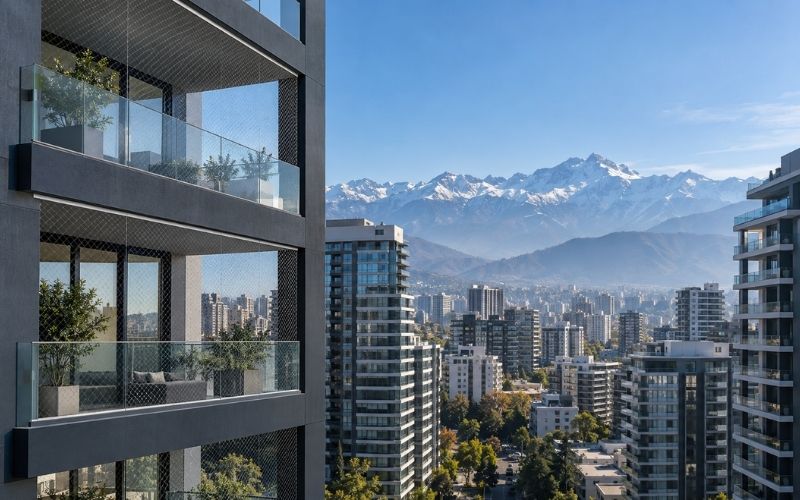 Torres residenciales en Providencia con mallas discretas